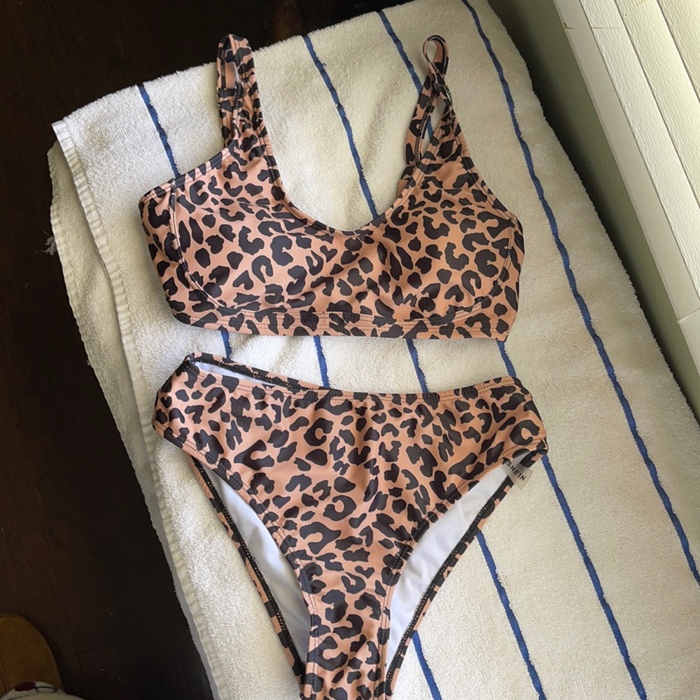 Shein High Waisted Leopard Bathing Suit